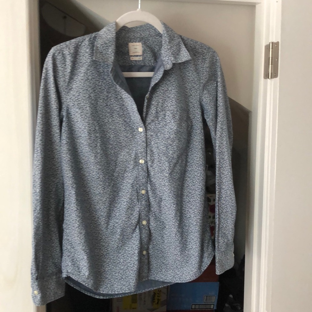 Gap denim button-down shirt with floral design